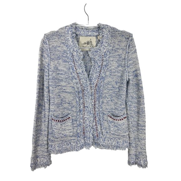 Angels of the North Woman's Small Two-Toned marbled blue white Woven Blazer - Picture 1 of 15